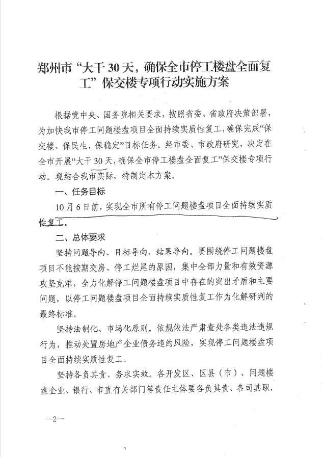大干30天，确保全市停工楼盘全面复工