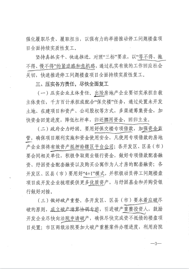 大干30天，确保全市停工楼盘全面复工